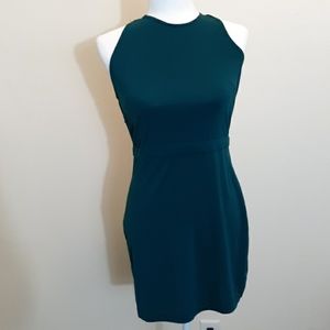 Teal Strappy Zipper Back bodycon Dress